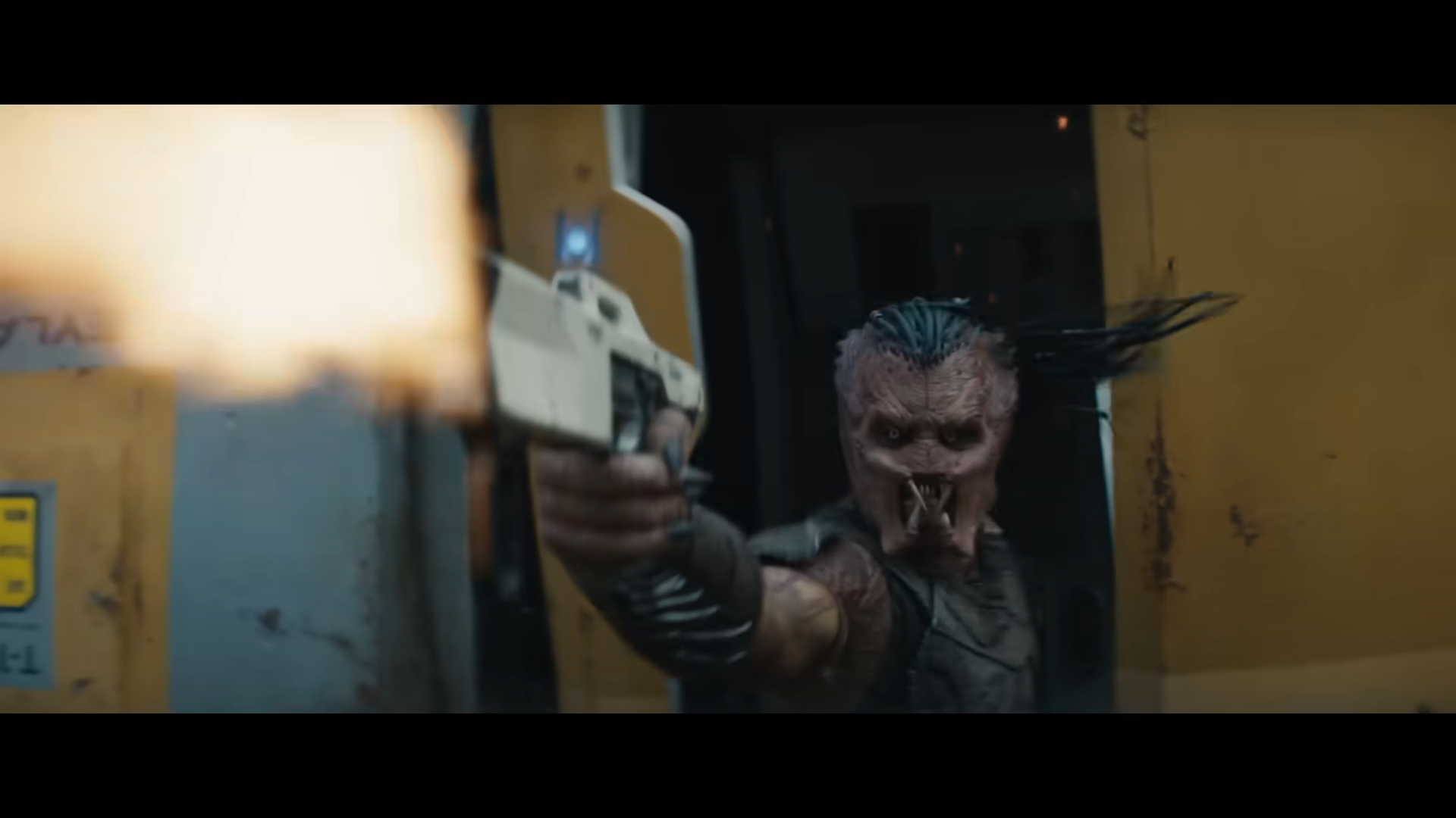 The Predator fires a compact sidearm from a speeding vehicle